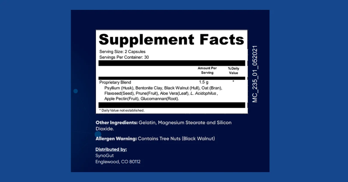 SynoGut Supplement Facts